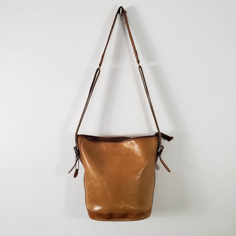 Roots Leather Extra Large Hobo Bucket Shoulder Crossbody Bag Made in Canada - Picture 3 of 15